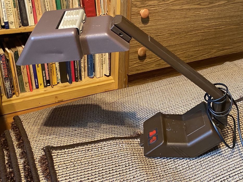 Lampa lampka na biurko stół prl retro brązowa