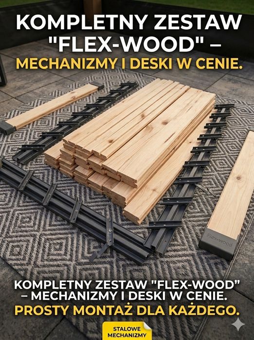 Żaluzje ogrodowe ruchome deseczki system Flex Wood