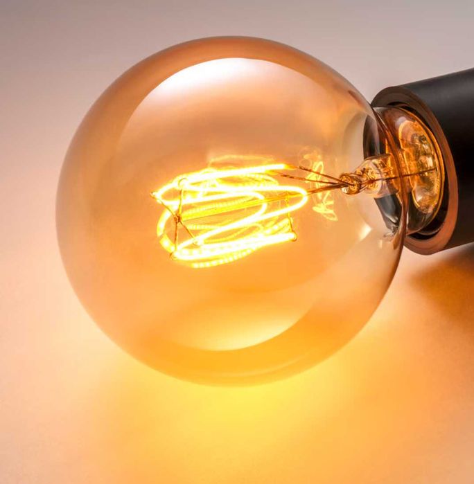 Conjunto de cabos + Lâmpada LED em vidro castanho