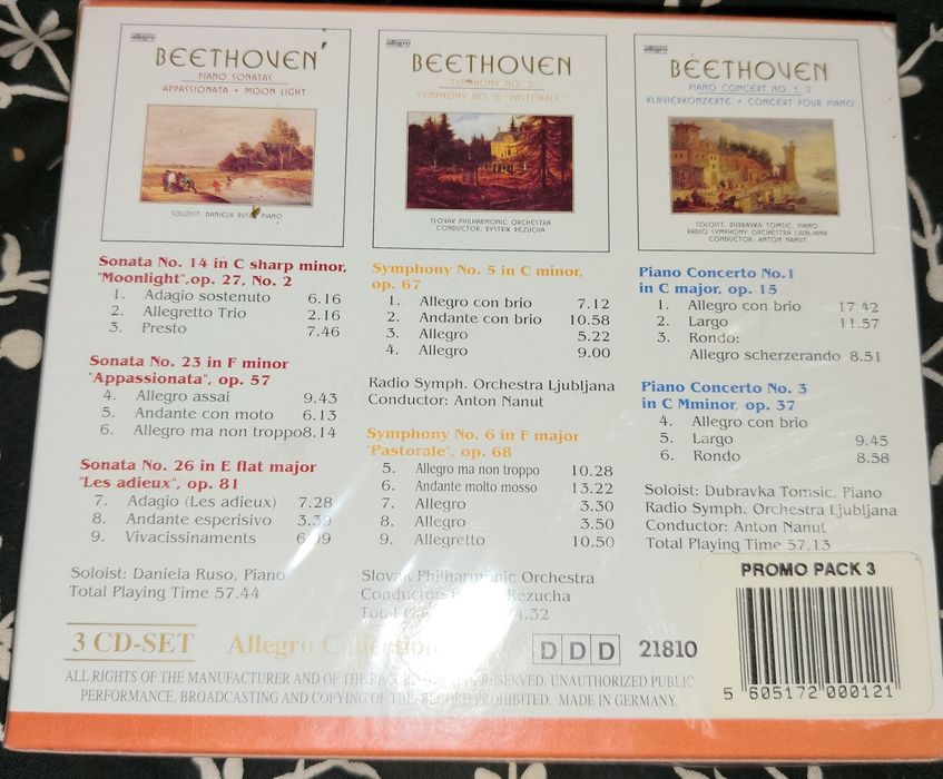 Caixa 3 CDs Ludwig van Beethoven - Famous Works / Allegro Collection (Selado)