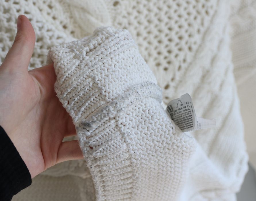 Sweter splot z warkoczem kremowy