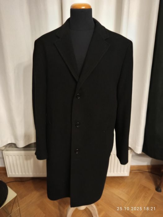 Elegancki płaszcz męski wełniany czarny