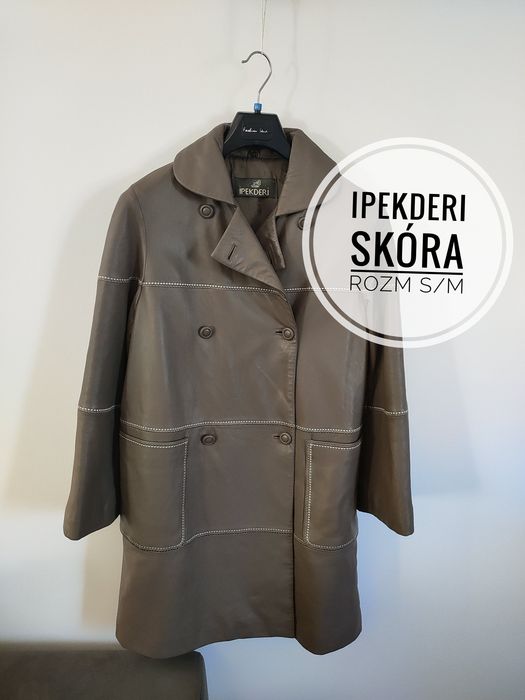 Ipekderi skórzany płaszczyk r.S/M brąz beż