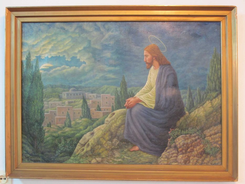 Obraz olejny 103x77 na płótnie Jezus w Ogrójcu Karl Schlooser 1936 r.