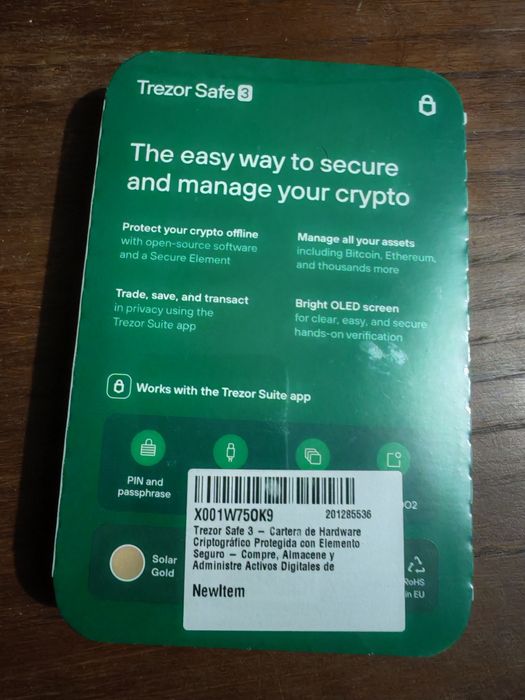 Trezor Safe 3 Crypto Wallet Nova e Selada