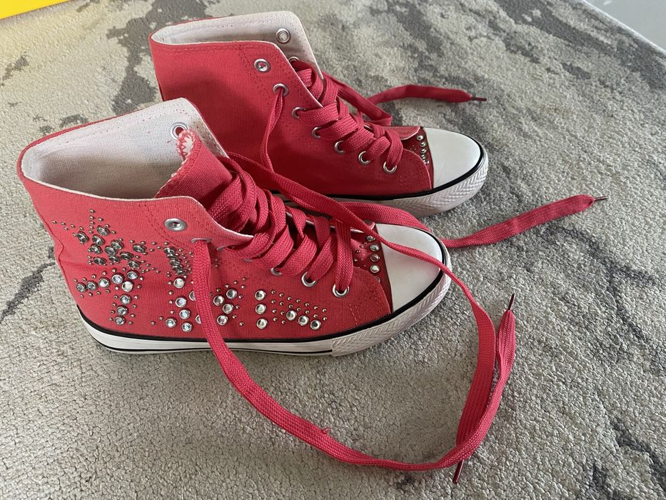 Czerwone trampki tenisowki 35 cyrkonie Zona 3