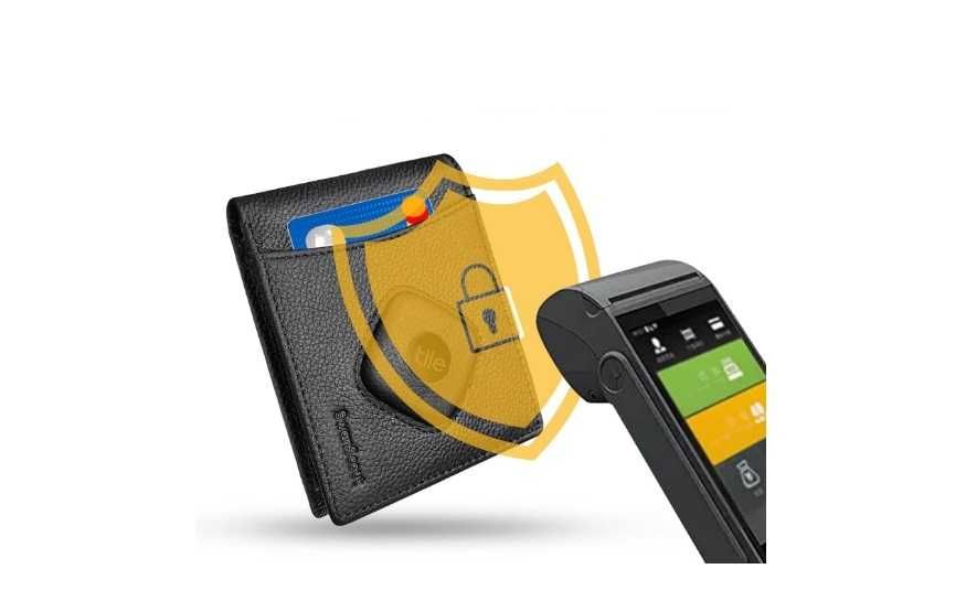 Portfel męski czarny z prawdziwej skóry, ochrona RFID SwanScout