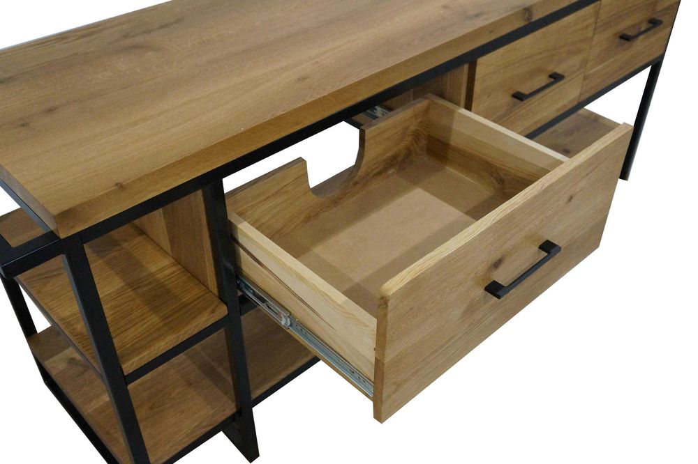 Drewniana szafka pod umywalkę loft lity dąb 180 cm