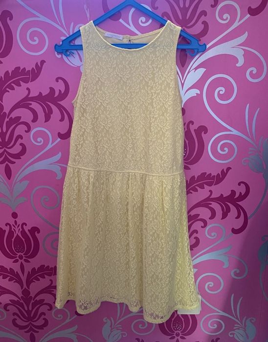 PROMOD Vestido renda amarelo claro (M)