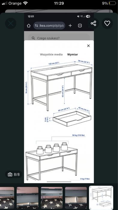Biurko ikea Alex szare
