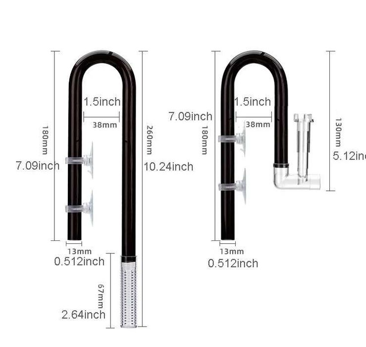 Вхідна та вихідна трубка для наноакваріума зі скіммером