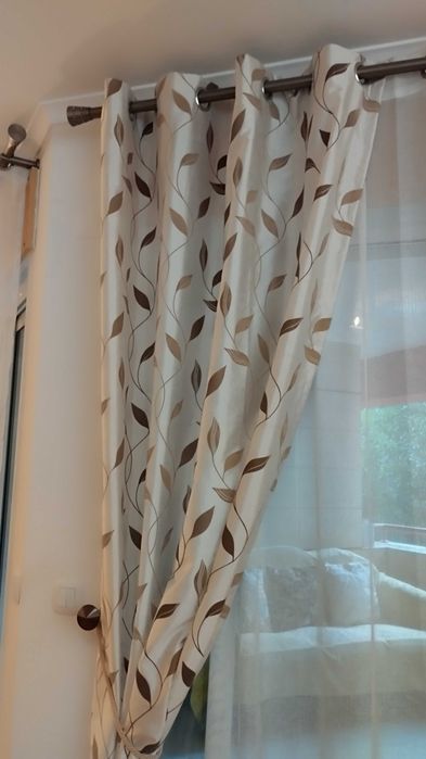 Conjunto de Cortinados Elegantes + Abraçadeiras com Cordão Decorativo