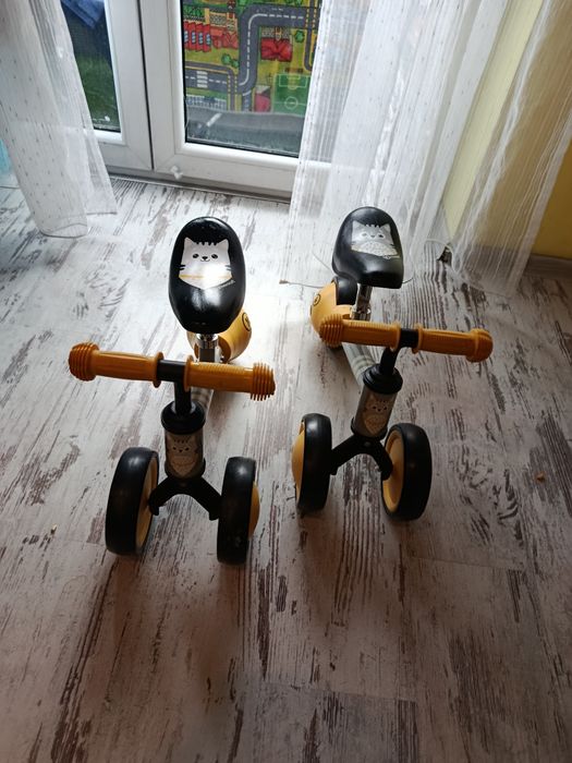 Dwa żółte rowerki Kinderkraft – idealne dla bliźniaków!