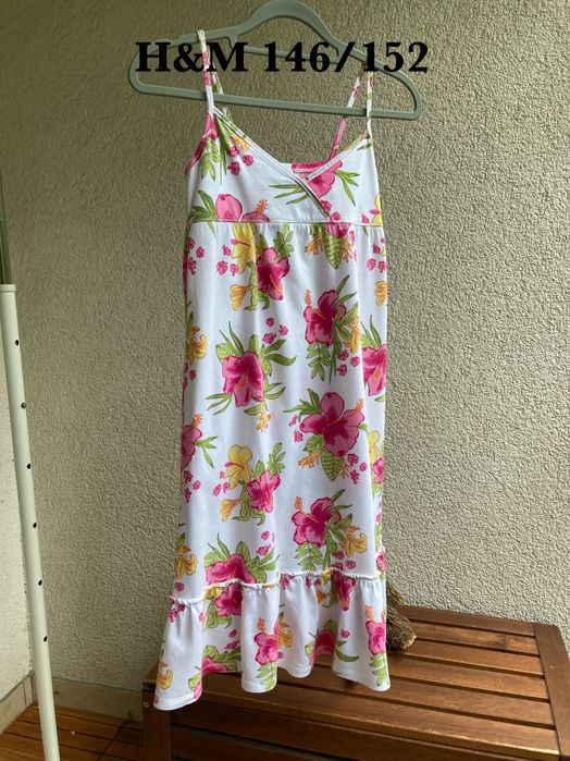 Sukienka H&M 146/152 na ramiączkach kwiaty 100% bawełna idealna