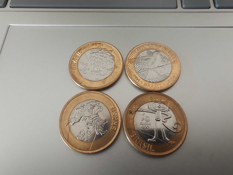 Moedas de um real das olimpíadas do Brasil