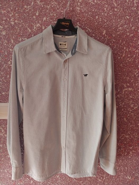 Koszula Mustang rozmiar S długi rękaw szara paski