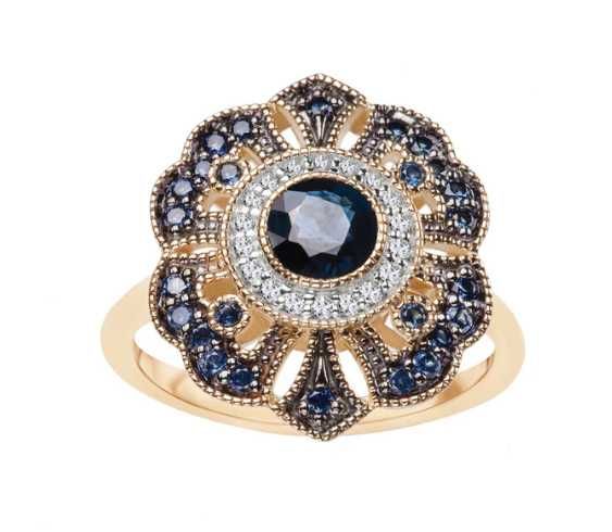 Pierścionek złoty z szafirami i topazami - Intenso Verona 19014ST