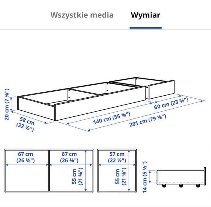 Podwójne łóżko białe ikea z materacem wellpur i szufladami