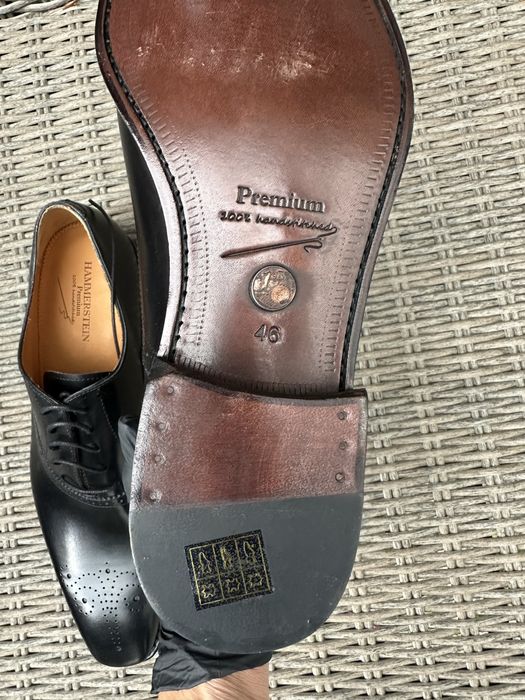 Luksusowe oksfordy Hammerstein Premium | Czarne Skóra Handcrafted | Rozmiar 46