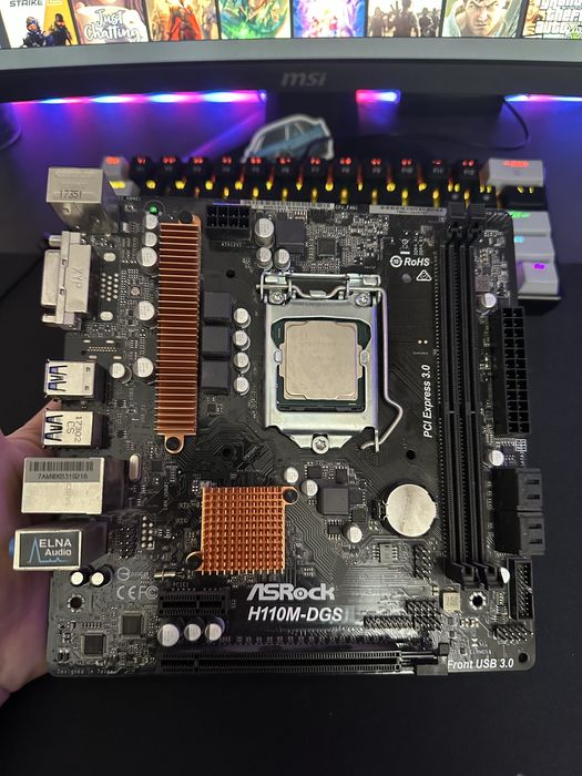 Asrock h-110m-dgs i5-7400  Nvidia 1050ti  б/ж 500w