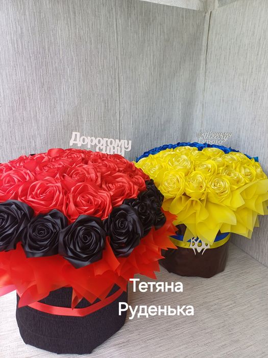 Букет з атласної стрічки Букет для Героя Композиція Зимова для воїна