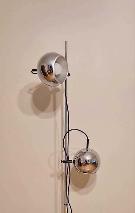 Lampa podłogowa w chromie Space-Age ,Niemcy lata 70, Bauhaus
