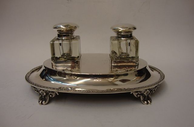 Tinteiro antigo em prata