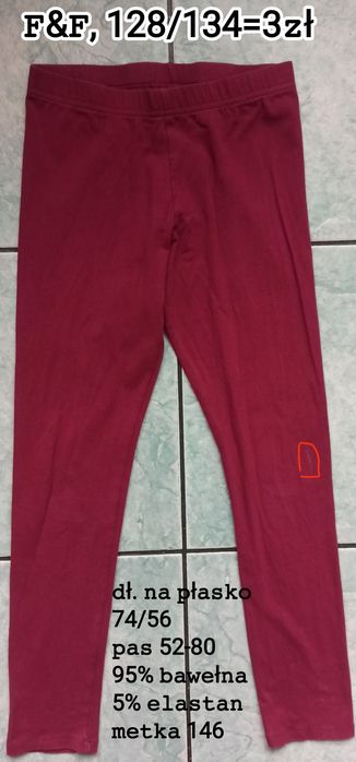 Legginsy dziewczęce burgundowe.
