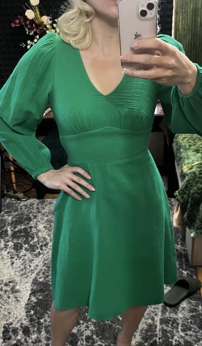 Сукня муслін -100%бавовна ,йде на М,зелений колір