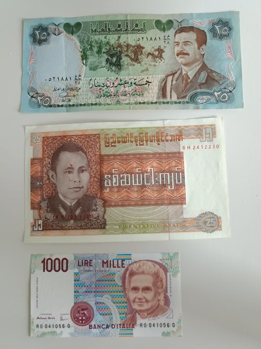 Notas de Moçambique e Cambodja e Indonesia