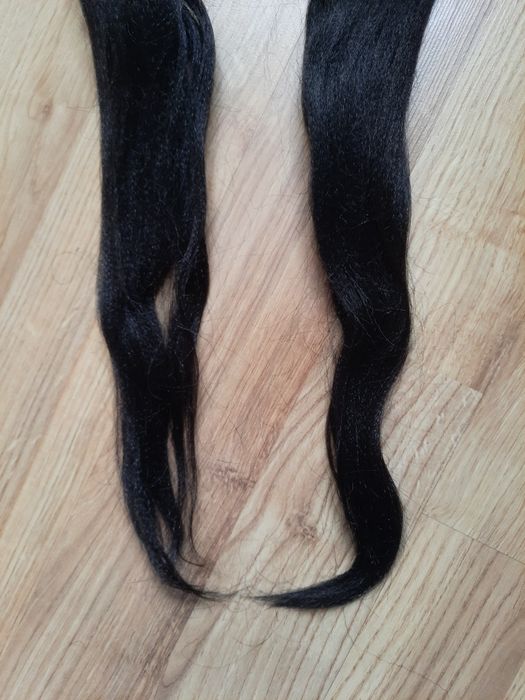 Włosy czarne doczepiane długie 65 cm pasmo nowe