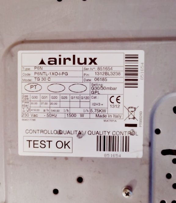 Placa de fogão a gás e electricidade Airlux