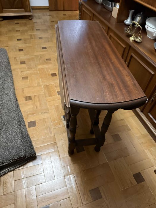 Mesa dobrável de abas em madeira + 4 cadeiras vintage