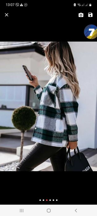 Теплая рубашка в клетку, S