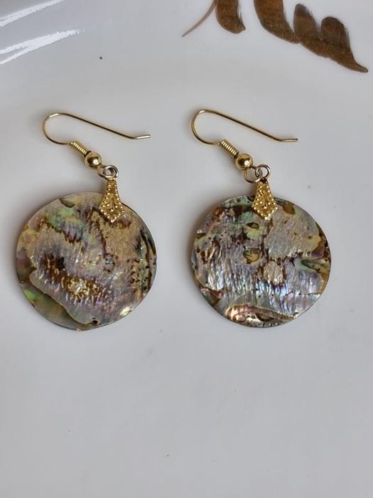 Оригінальні вінтажні сережки з натурального перламутру