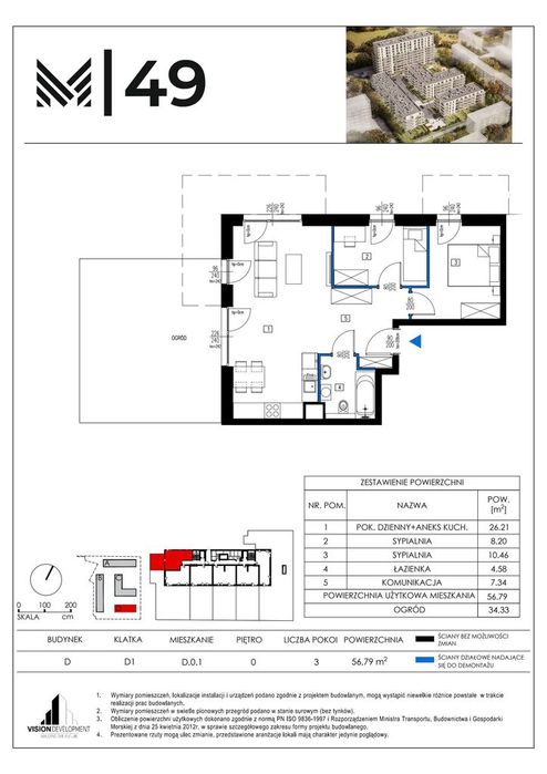 3-pokojowe mieszkanie 56 m² + ogródek - Widok 2