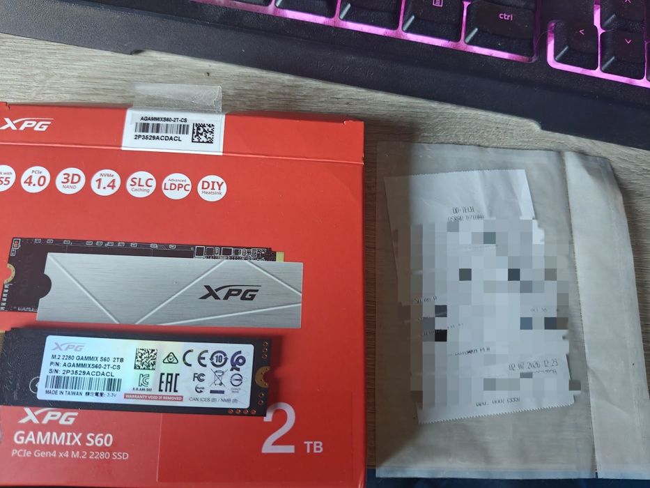 2miesięczny dysk 2TB ssd m2 xpg gammix s60 457h gwarancja x4 gen 4 nvme
