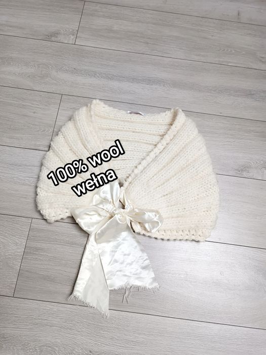 Wełniana peleryna szalik bolero szal damski bolerko wełniane