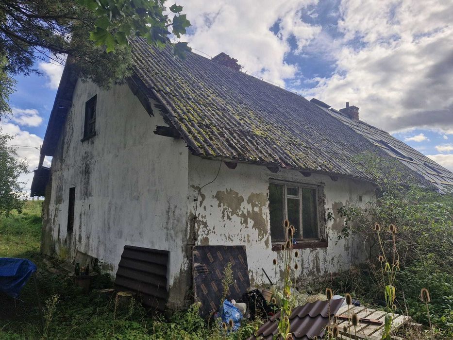Bezczynszowe mieszkanie z ogródkiem 700 m do wody! jak dom / szeregowiec 60,7 m2 Sitno k. Olsztynek budynek do remontu