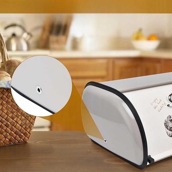 Chlebak Metalowy Funkcjonalny Szary Pojemnik Na Chleb Pieczywo