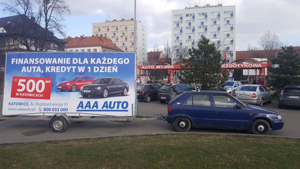 Reklama mobilna lawety reklamowe przyczepy reklamowe Śląsk Katowice