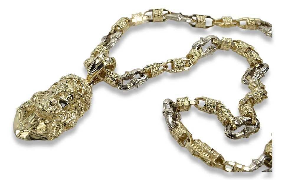 Złoty łańcuszek + medalik Jezus 14k WYJĄTKOWY! pj001y&cc053yw K