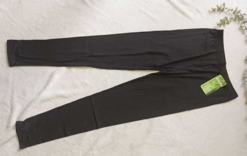 Leginsy bambusowe nowe S/M czarne gładkie długie getry