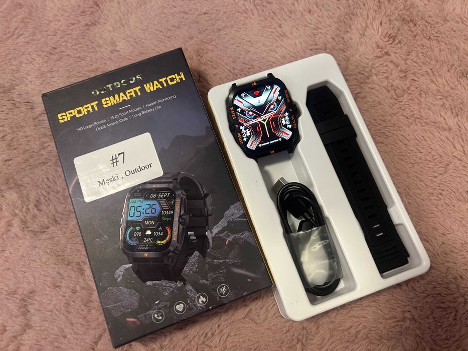 #7 Zegarek SmartWatch Meski Pasek Sportowy Czarny