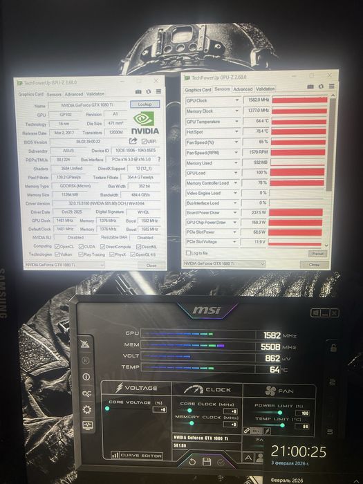 ОТЛИЧНАЯ! Gtx 1080ti 11gb