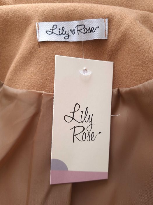 Płaszcz Damski Klasyczny Długi Brązowo Beżowy Camelowy Lily Rose