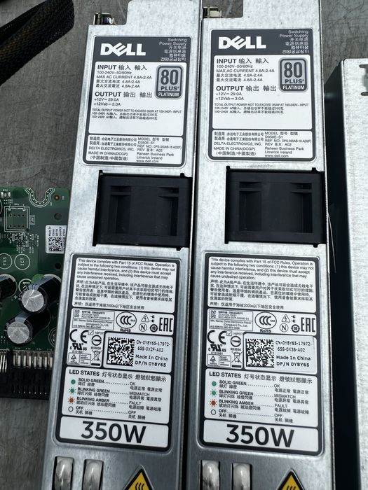 Dell PowerEdge 2x Zasilacz 350W 80+ Platinum D350E-S1 + Backplane + Okablowanie