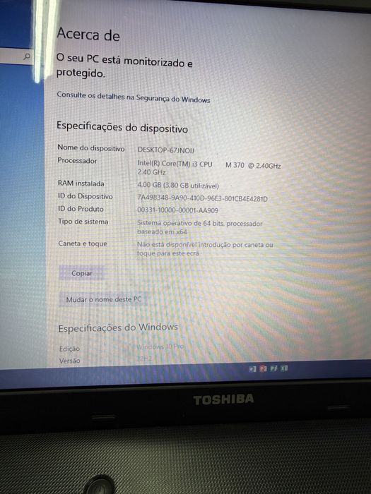 Portatil toshiba i3