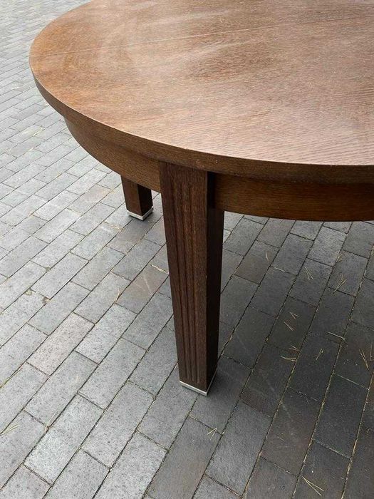Stół okrągły prestige Milano - fornir - Dąb kasztan 116 cm rozkładany