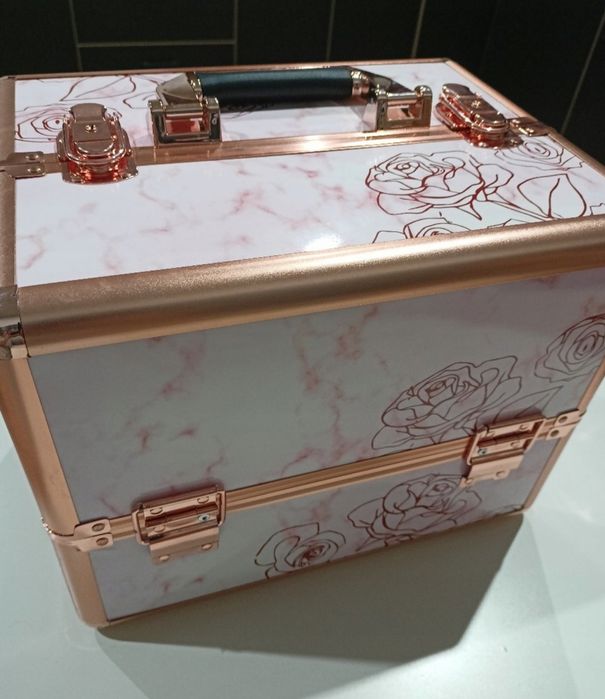 Kuferek PREMIUM ROSE Gold na kosmetyki i lakiery hybryda lampy UV
